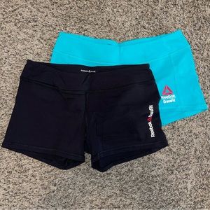 TWO Reebok CrossFit Chase Booty Short Medium Teal @ Black EUC